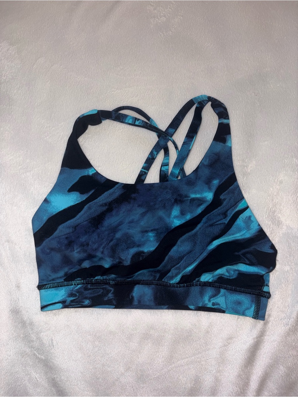 lululemon athletica Blue Marble Strappy Sports Bra - Women's size 4